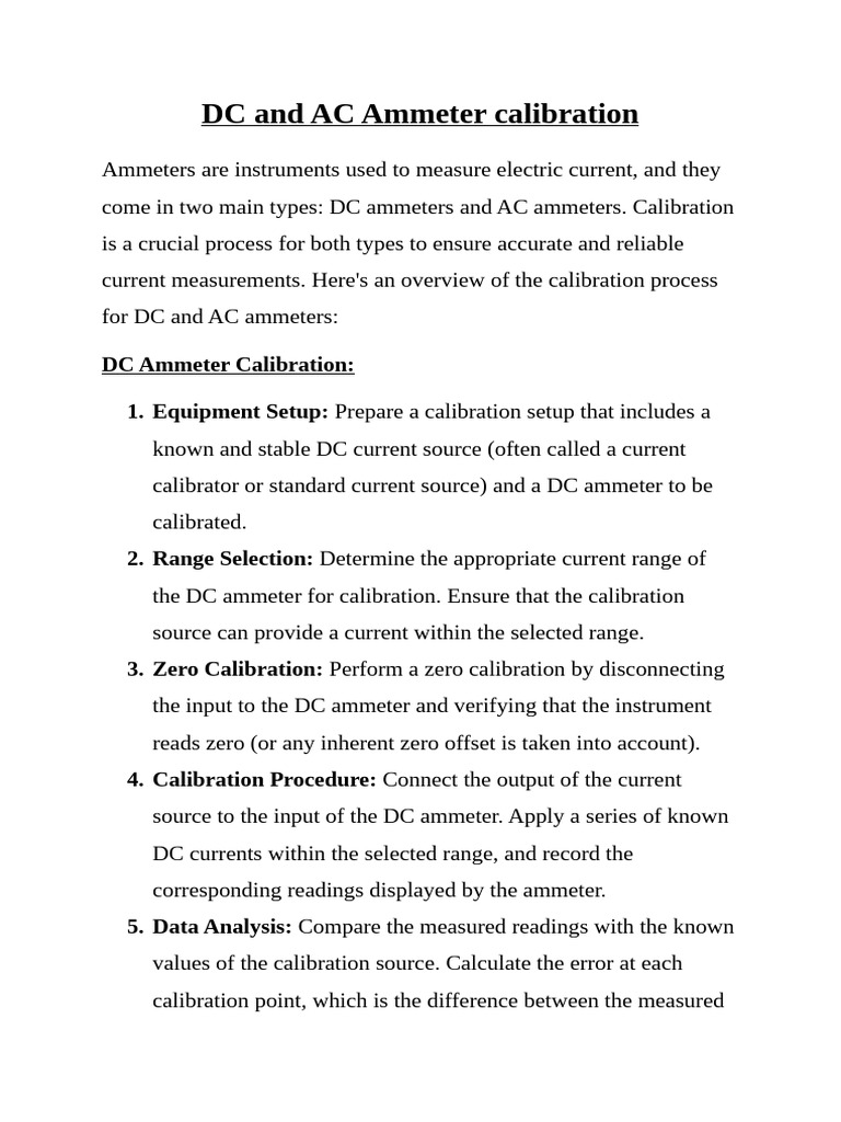 DC & AC Ammeter Calibration Guide | PDF | Calibration | Accuracy And ...