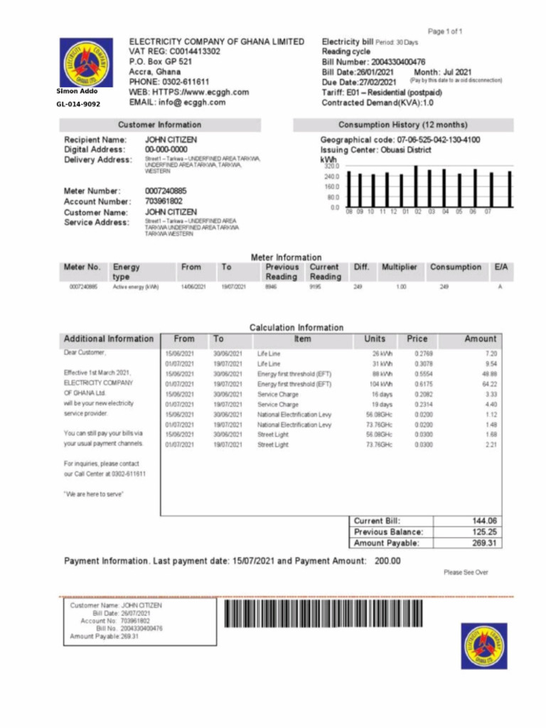 Updated Electricity Bill | PDF