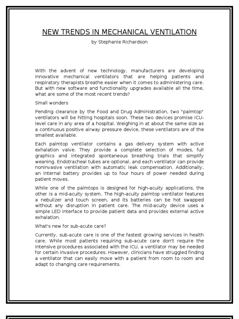 New Trends in Mechanical Ventilation | PDF | Pulmonology | Health Care