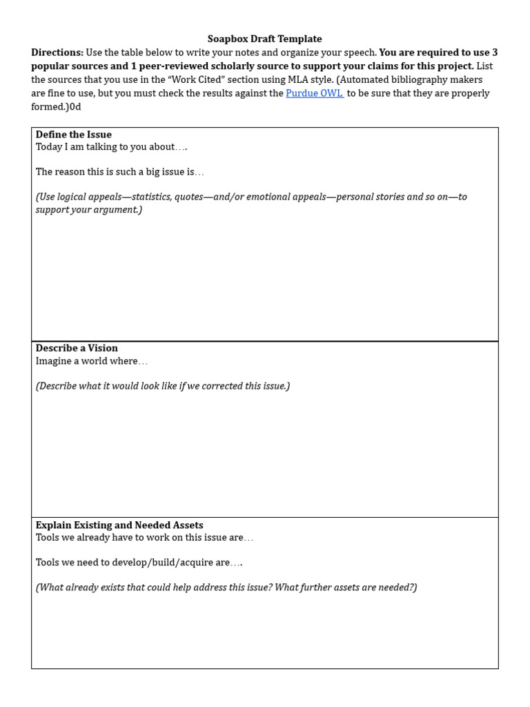 Soapbox Speech Draft Template | PDF