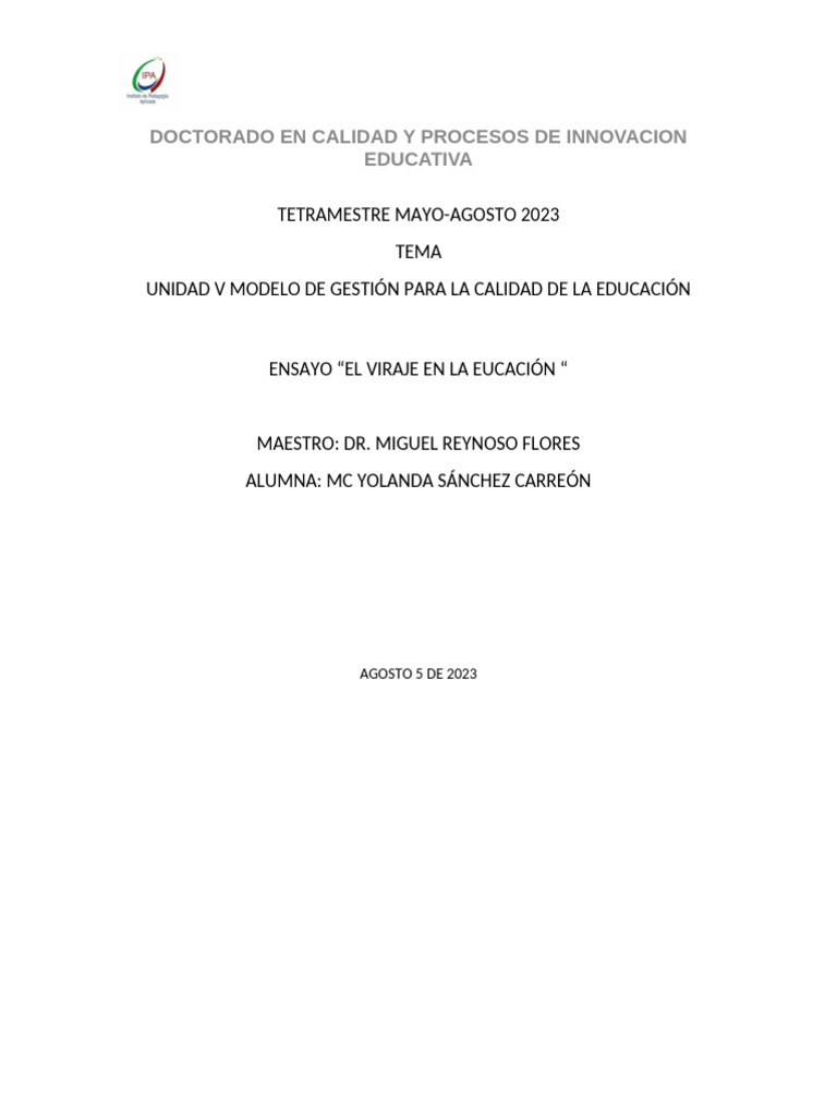 U5 Modelo de Gestión para La Calidad en La Educación | PDF | Maestros ...