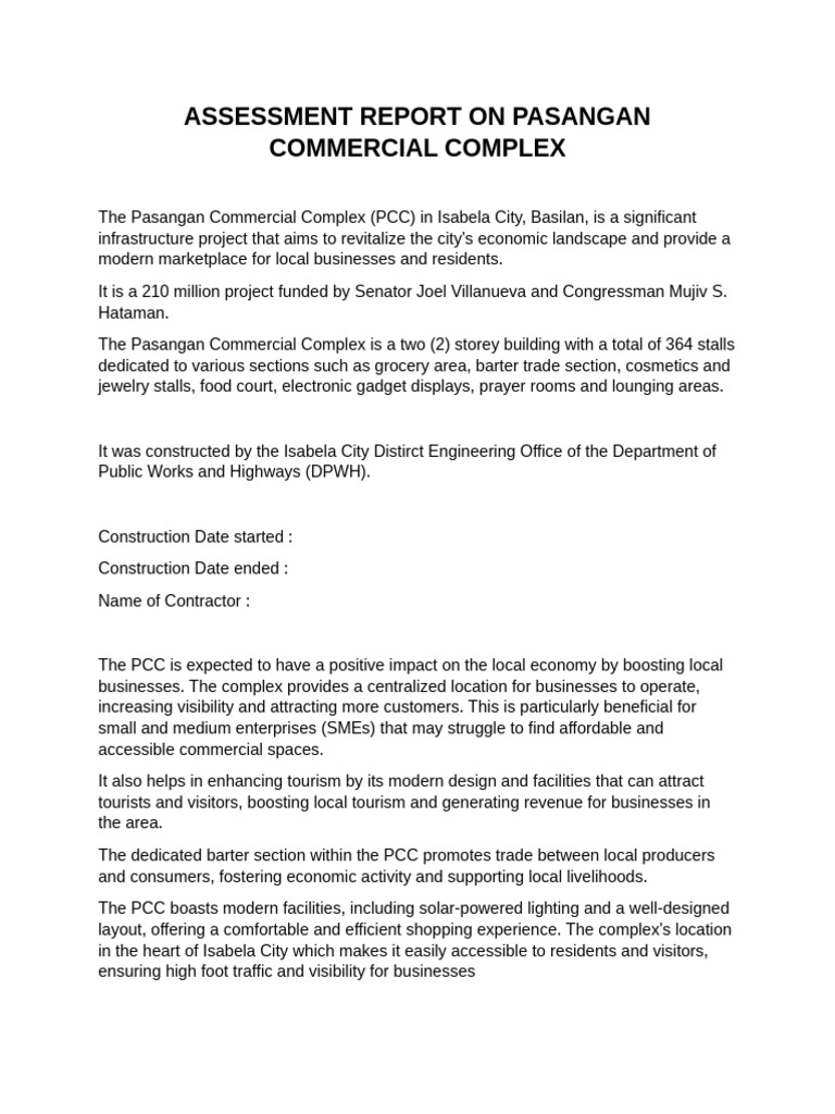 Assessment Report On PCC | PDF