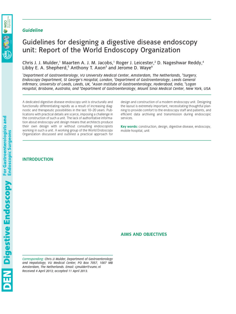 Endoscopy Unit Design Guidelines | PDF | Endoscopy | Gastroenterology