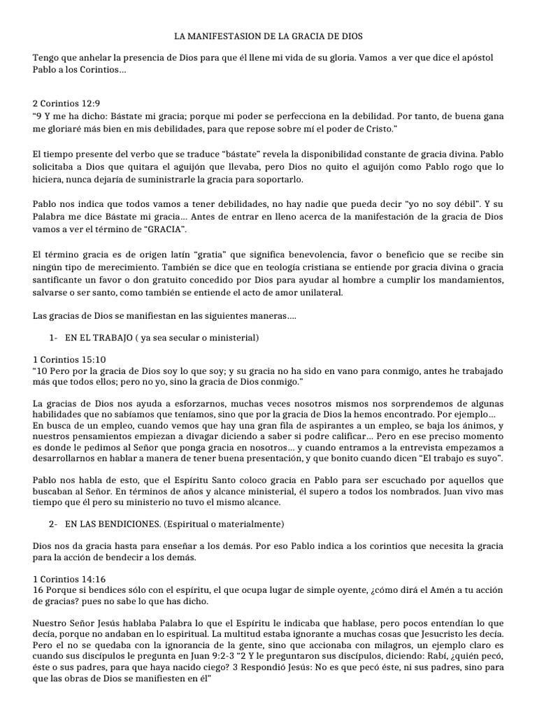 Manifestación de la Gracia de Dios | PDF | Gracia divina | Cristo (título)