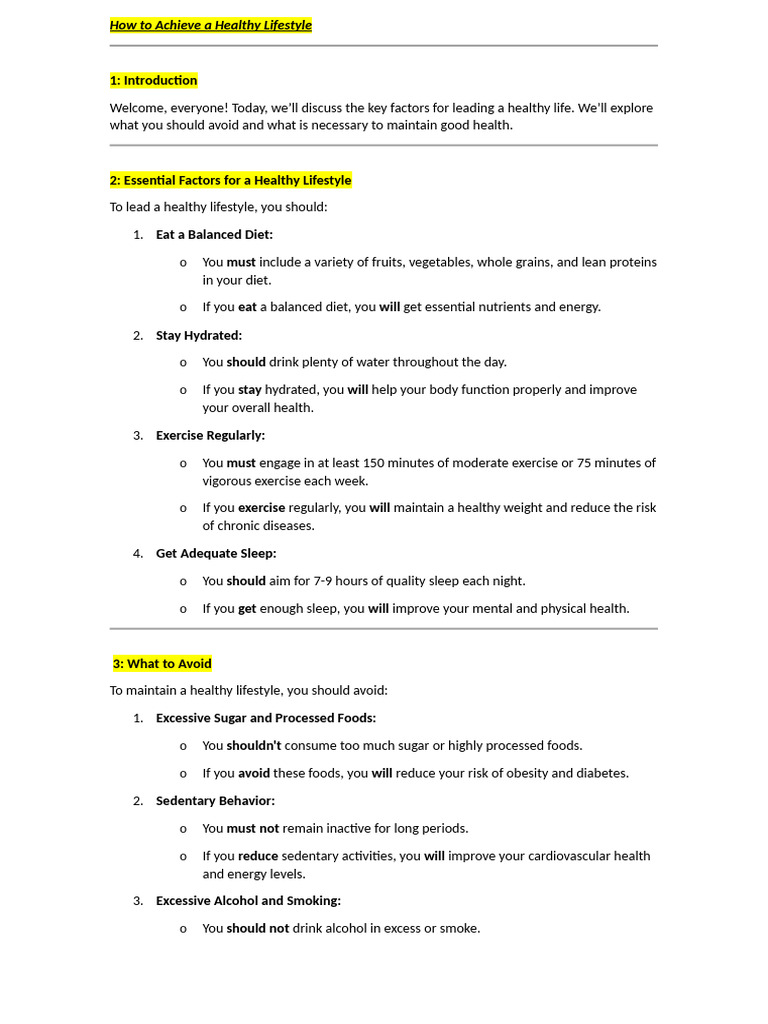 How To Achieve A Healthy Lifestyle | PDF | Healthy Diet | Diet (Nutrition)