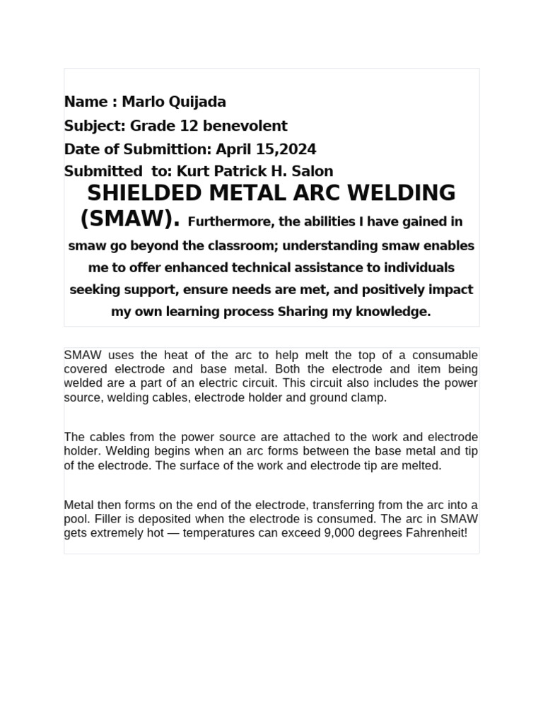 Understanding Shielded Metal Arc Welding | PDF