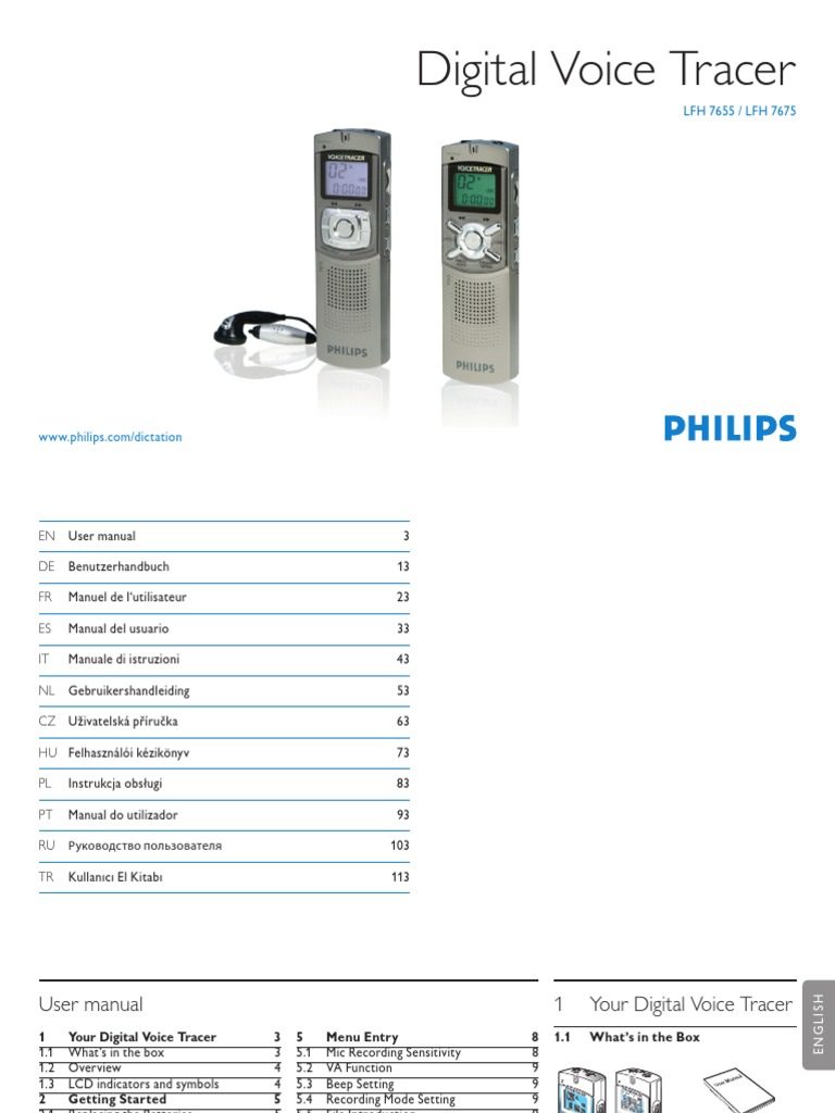 Philips Voice Tracer 7655 Manual | Manufactured Goods | Electrical
