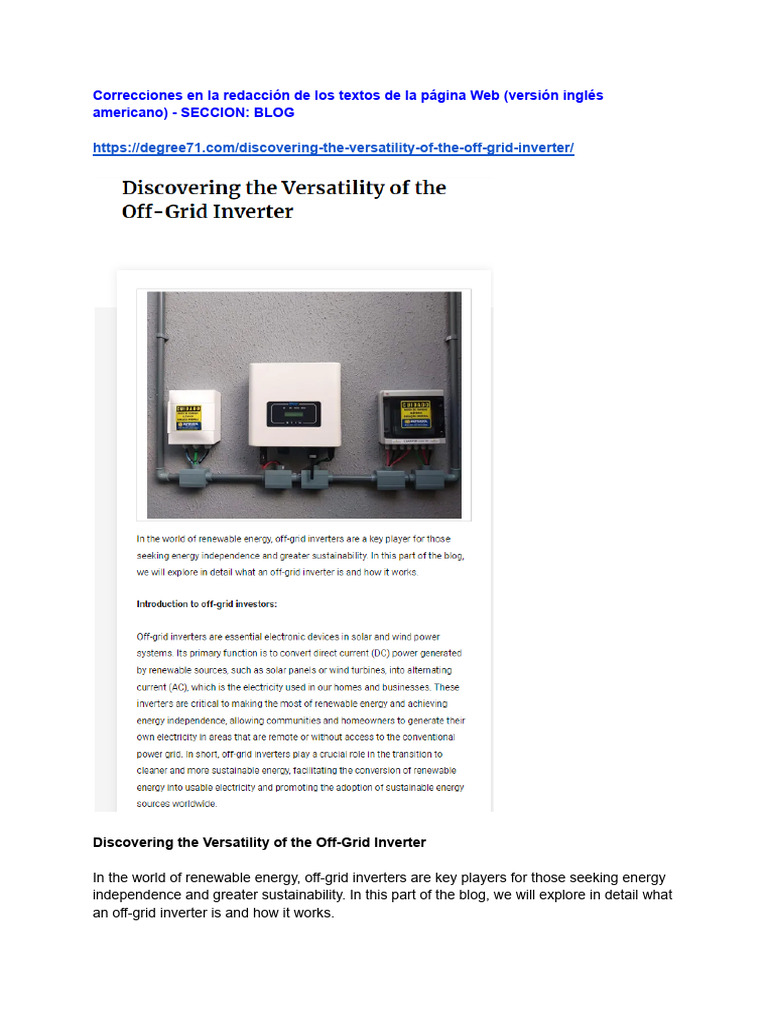 Off-Grid Inverter Guide: Benefits & Uses | PDF | Off The Grid | Power ...