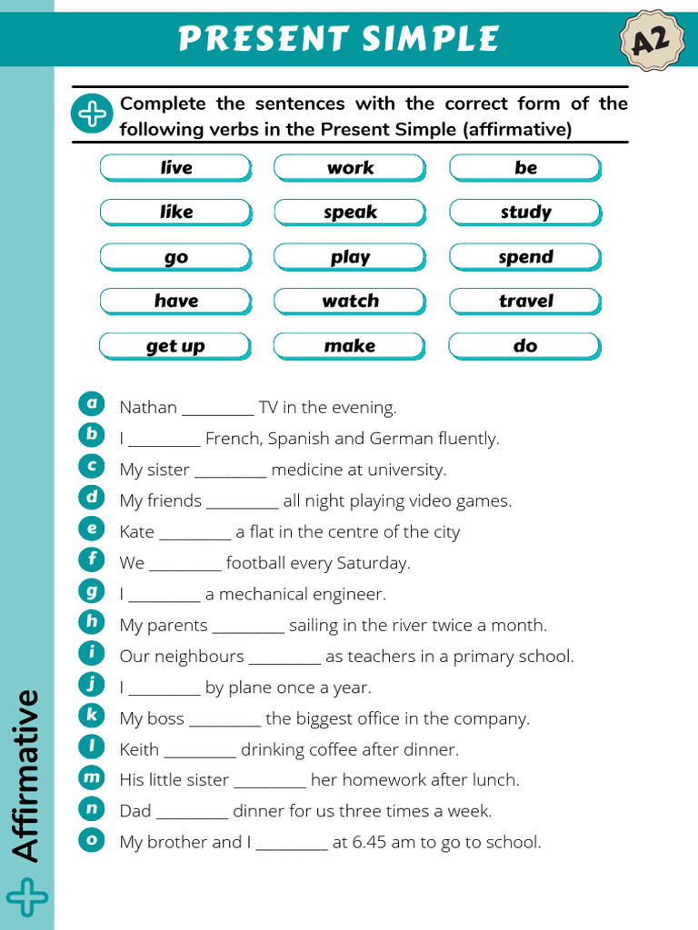 Present Simple Tense Exercises | PDF | Linguistic Typology | Linguistics