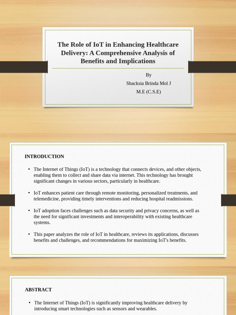 The Role of IoT in Enhancing Healthcare Delivery | PDF | Internet Of ...
