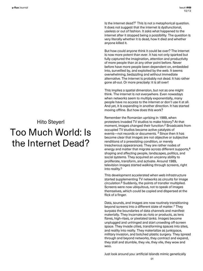 e Flux Journal Too Much World Is The Internet Dead | PDF