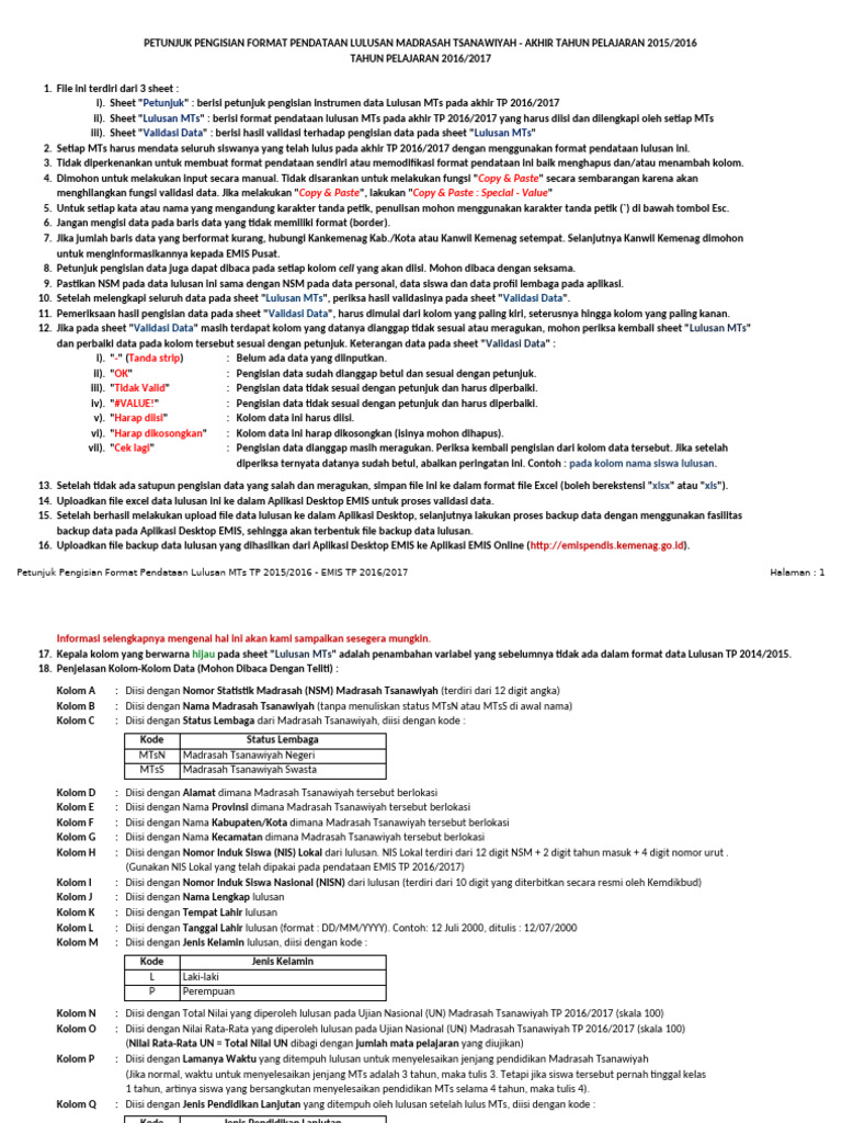 Form MTs TP 2023-2024 (Lulusan) | PDF
