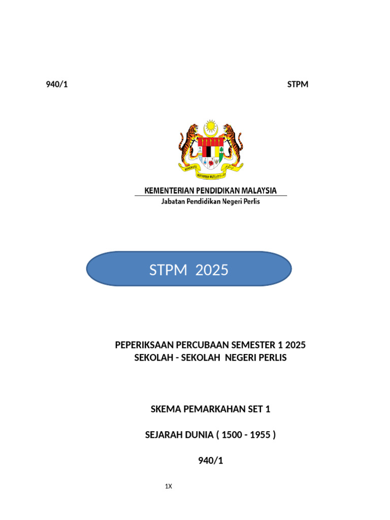 Skema Set 1 Sem 1 2025 | PDF