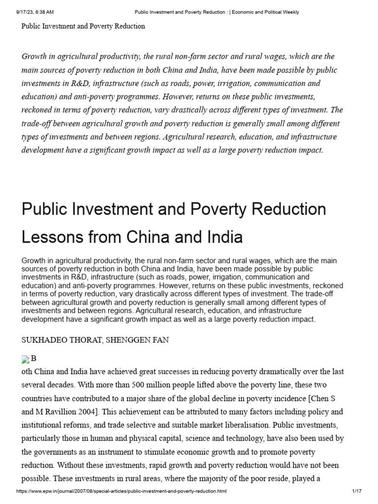 Public Investment's Role in Poverty Reduction | PDF | Poverty Reduction ...