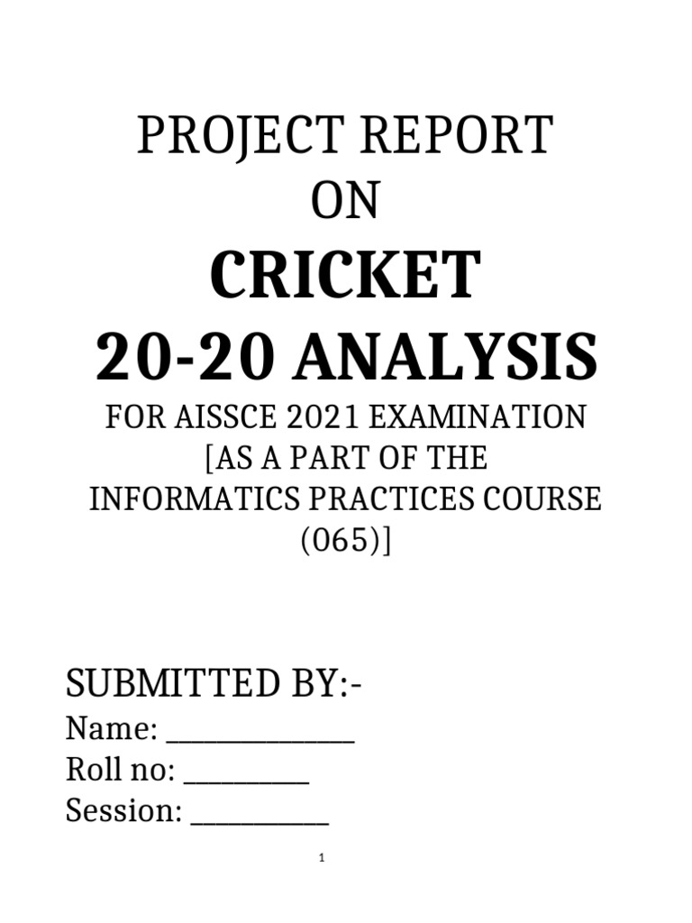 Project Report Cricket20 20 Analysis | PDF | Software Engineering ...
