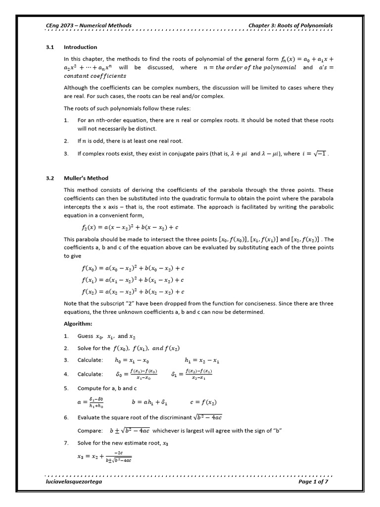 Polynomial Root-Finding Methods | PDF | Factorization | Quadratic Equation
