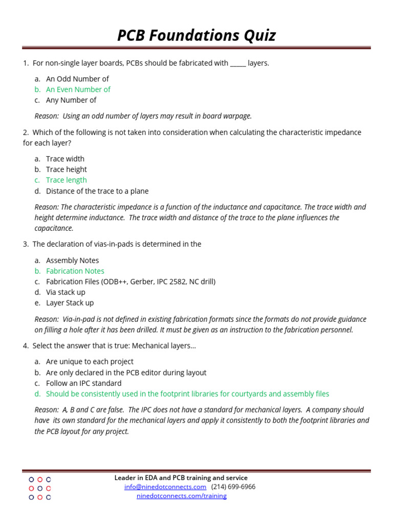 PCB Foundations Quiz With Answers | PDF | Printed Circuit Board ...
