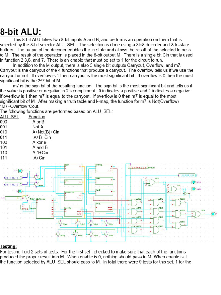 8-Bit ALU:: Testing | PDF | Logic Gate | Computing