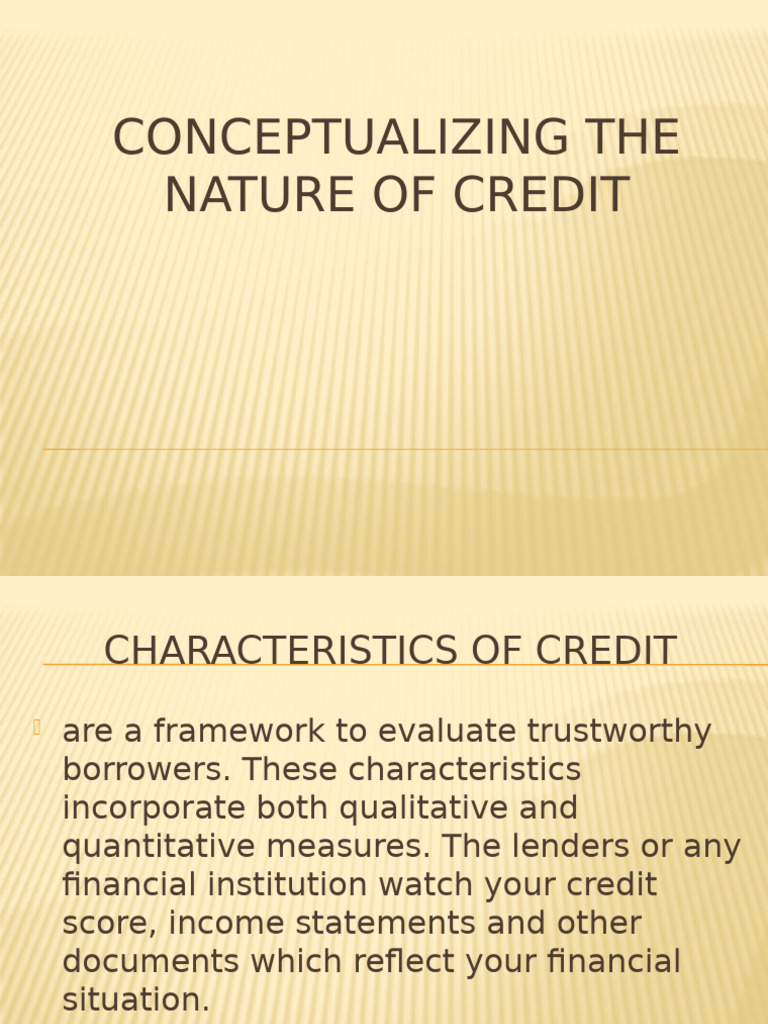Conceptualizing The Nature of Credit | PDF