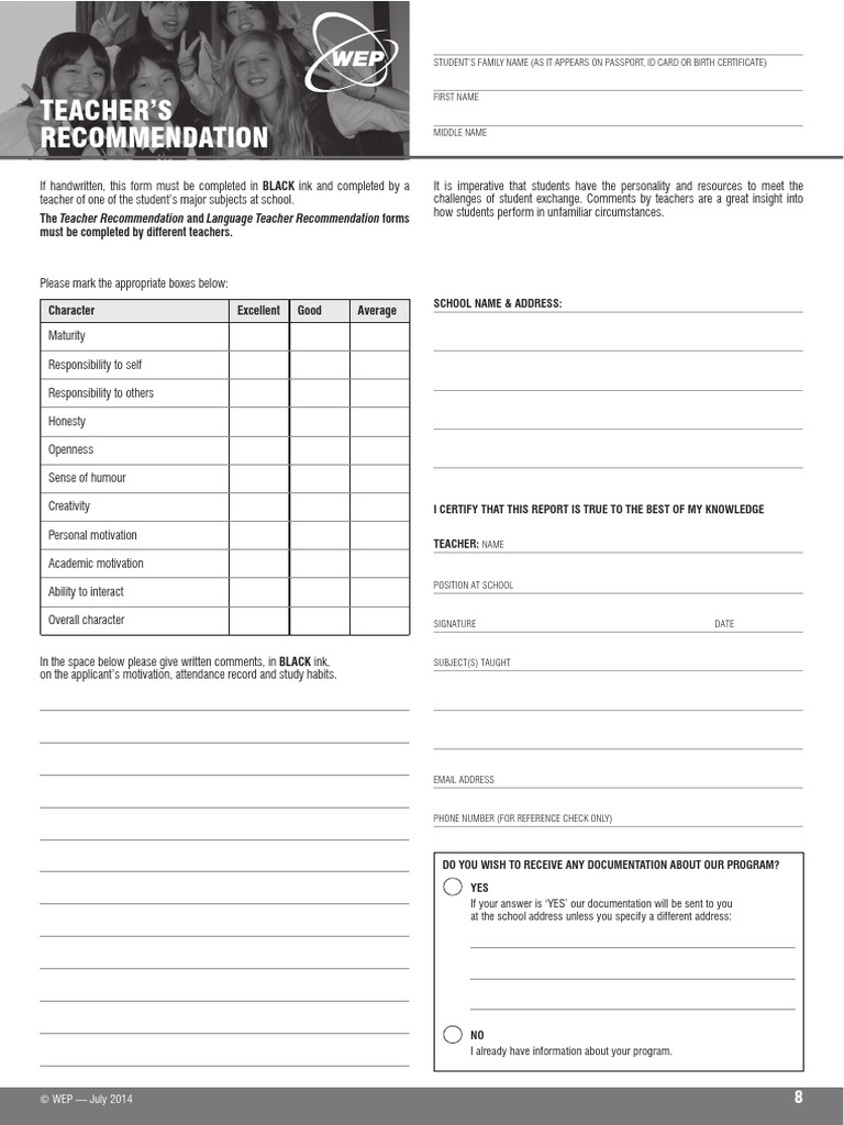 WEP HS Inbound Student Application December2021 Update 8 | PDF | Teachers
