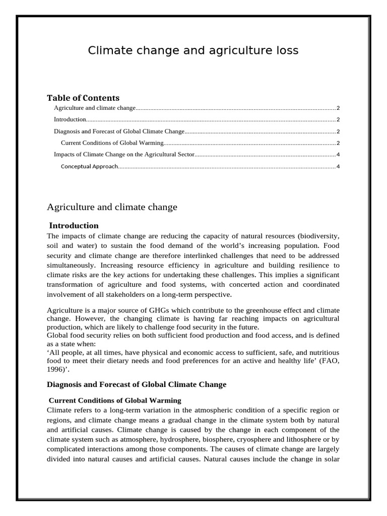 Climate Change and Agricultural Losses | PDF | Climate Change | Agriculture