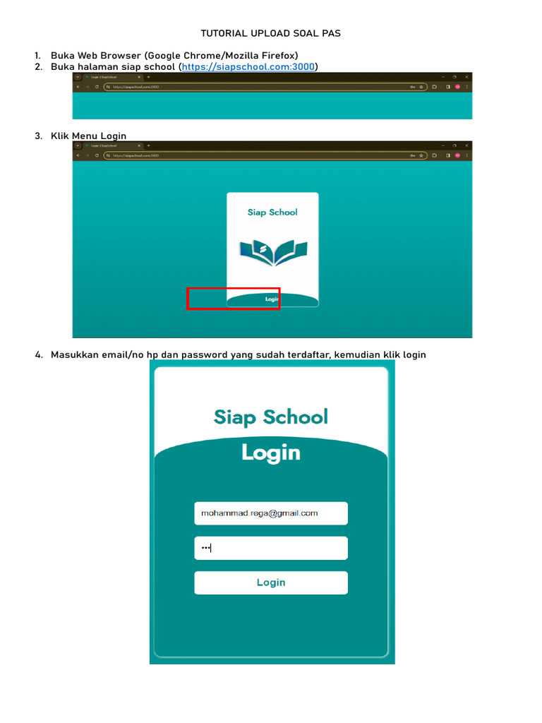 Tutorial Upload Soal PAS di Siap School | PDF