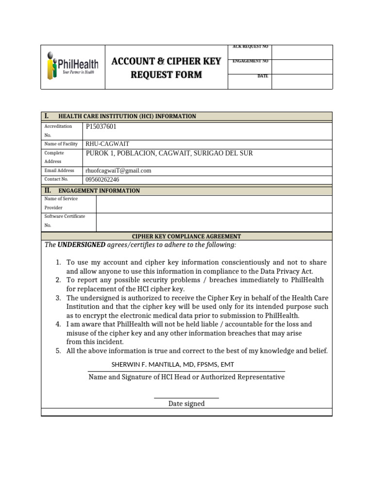 Cipher Key Compliance Request Form | PDF