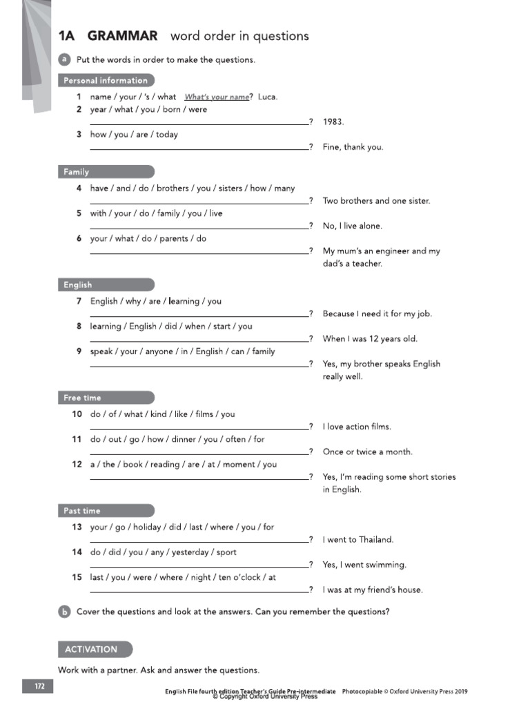 Extra Activities 1 To 12-1 | PDF