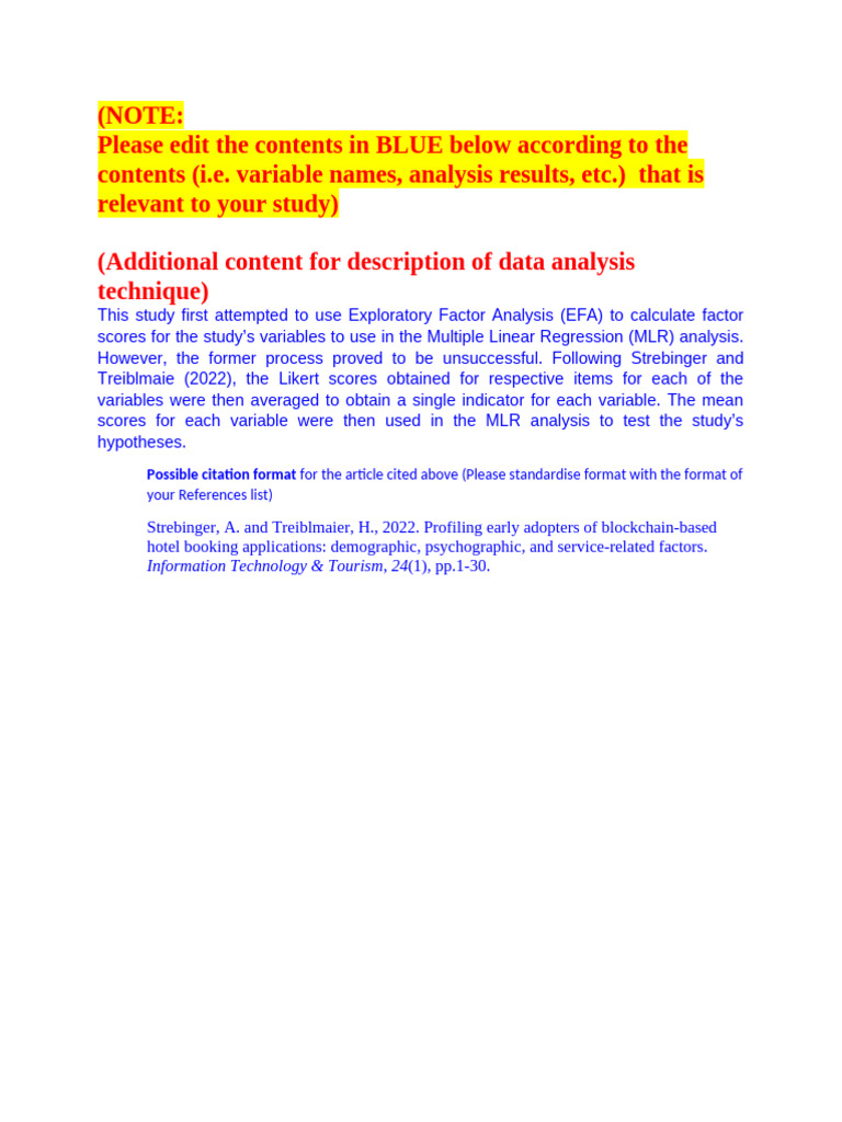 Findings and Analysis (Sample Report Format For Regression Analysis) (V ...