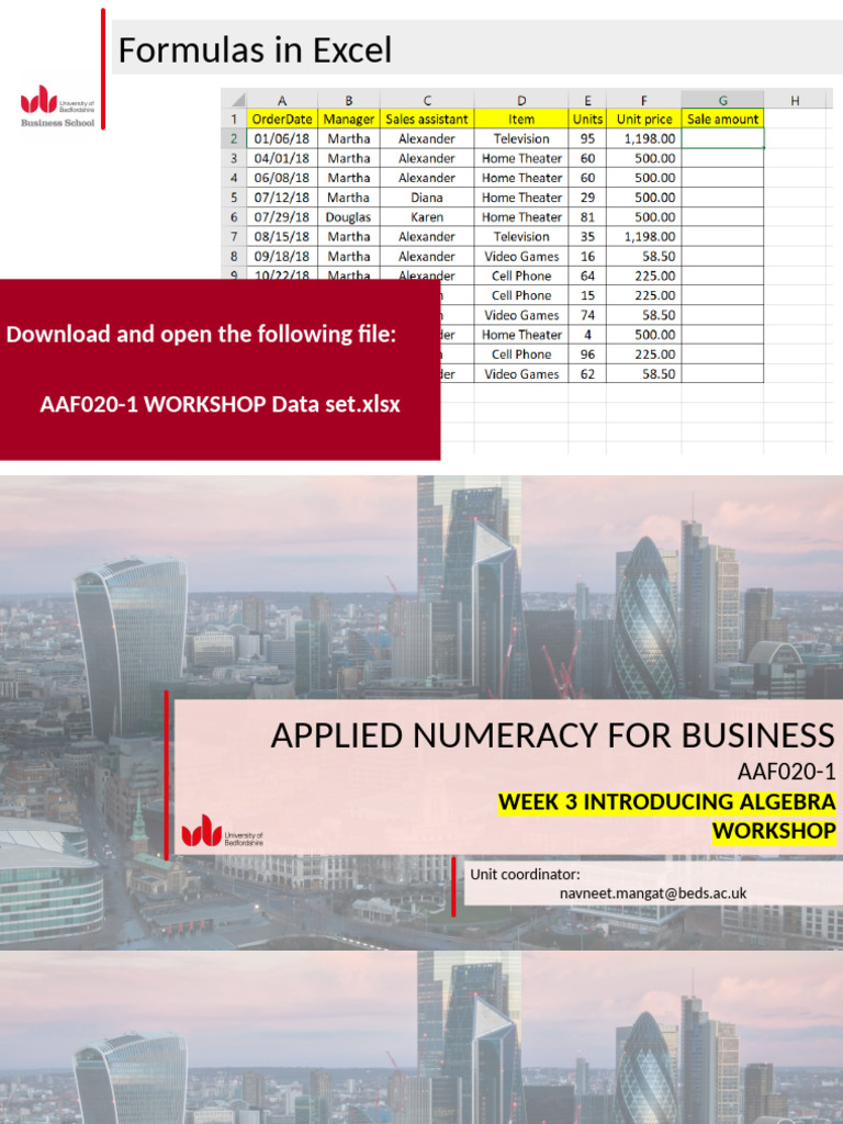 Aaf020-1 Week 3 Workshop | PDF | Microsoft Excel | Formula