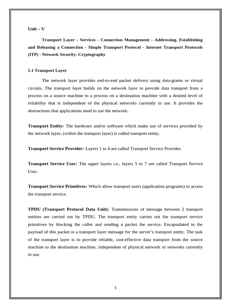 Computer Networks - Unit V | PDF | Transmission Control Protocol ...