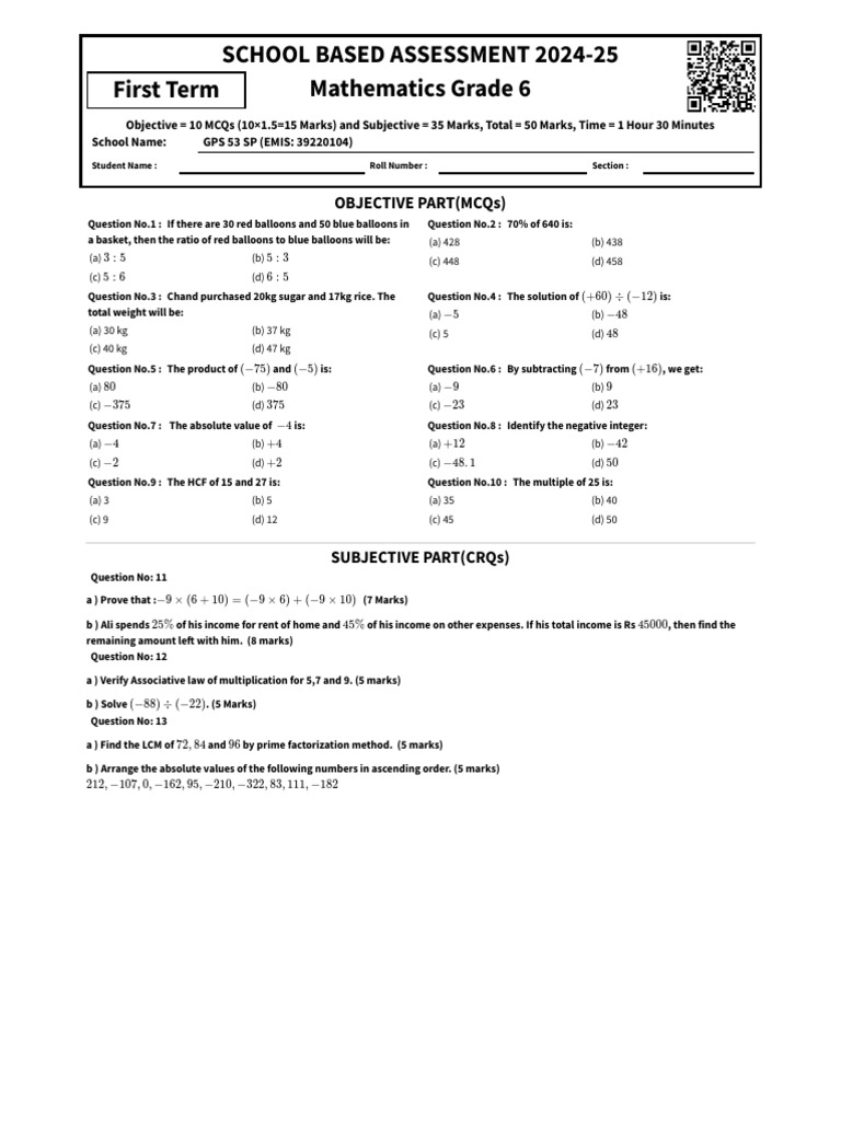 Final Paper MCQs - PEC IBS 2025 | PDF | Elementary Mathematics | Arithmetic
