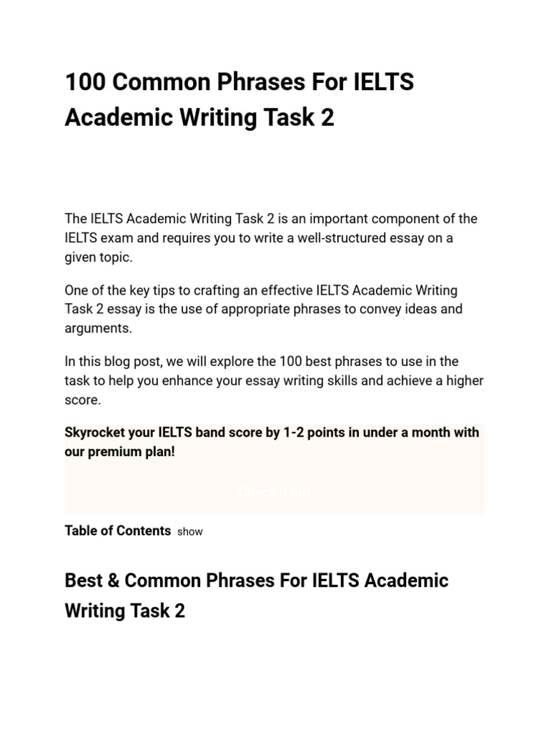100 Phrases for IELTS Writing Task 2 | PDF | Air Pollution | Climate ...