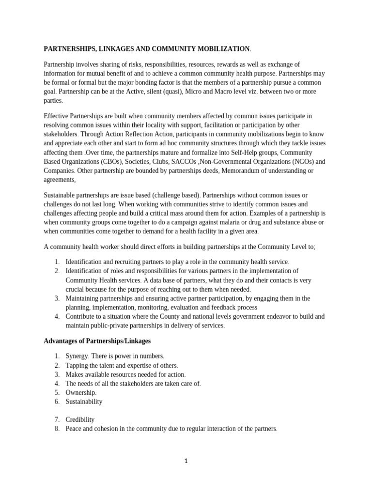 Building Effective Community Partnerships | PDF | Community | Partnership