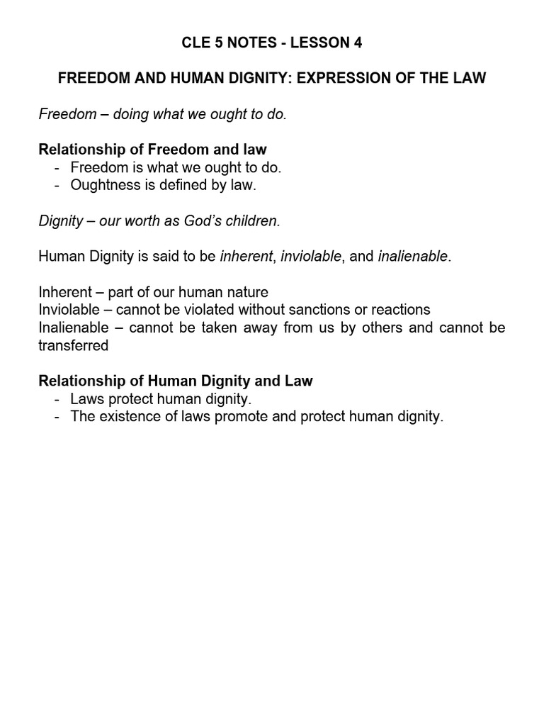 Freedom, Law, and Human Dignity Insights | PDF