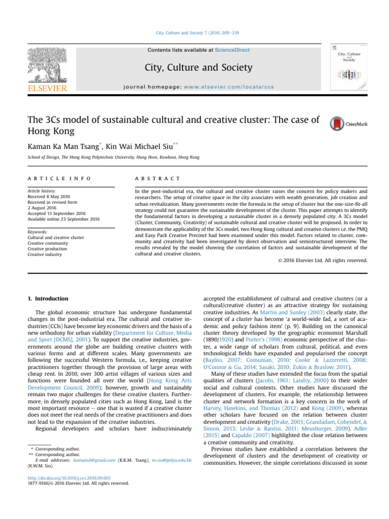 Sustainable Creative Clusters in HK | PDF | Community | Creativity
