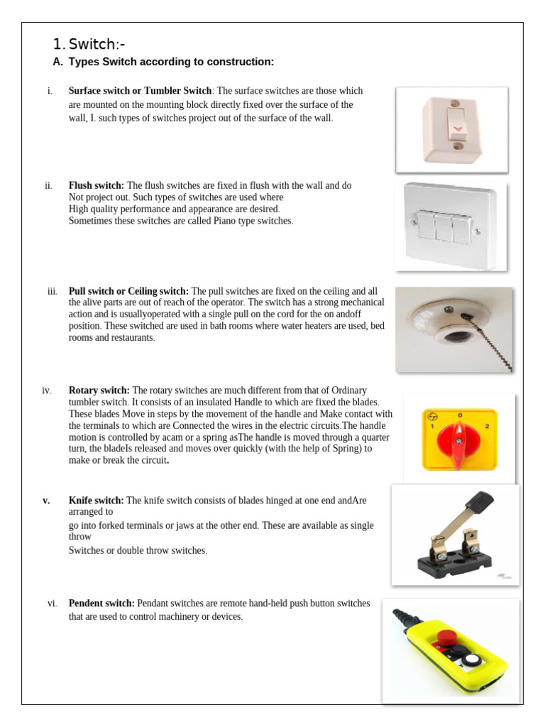 Types of Electrical Switches Explained | PDF | Ac Power Plugs And ...