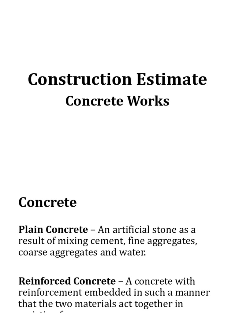 Concrete Construction Estimation Guide | PDF | Concrete | Cement