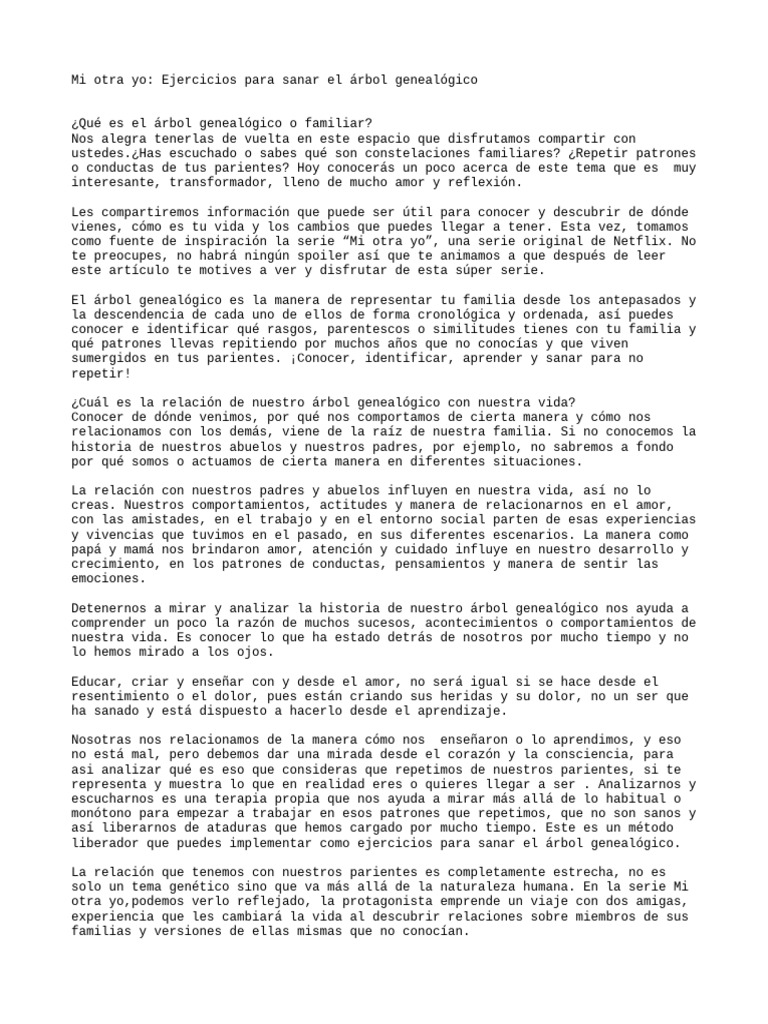 Mi Otra Yo - Ejercicios para Sanar El Árbol Genealógico | PDF | Amor ...