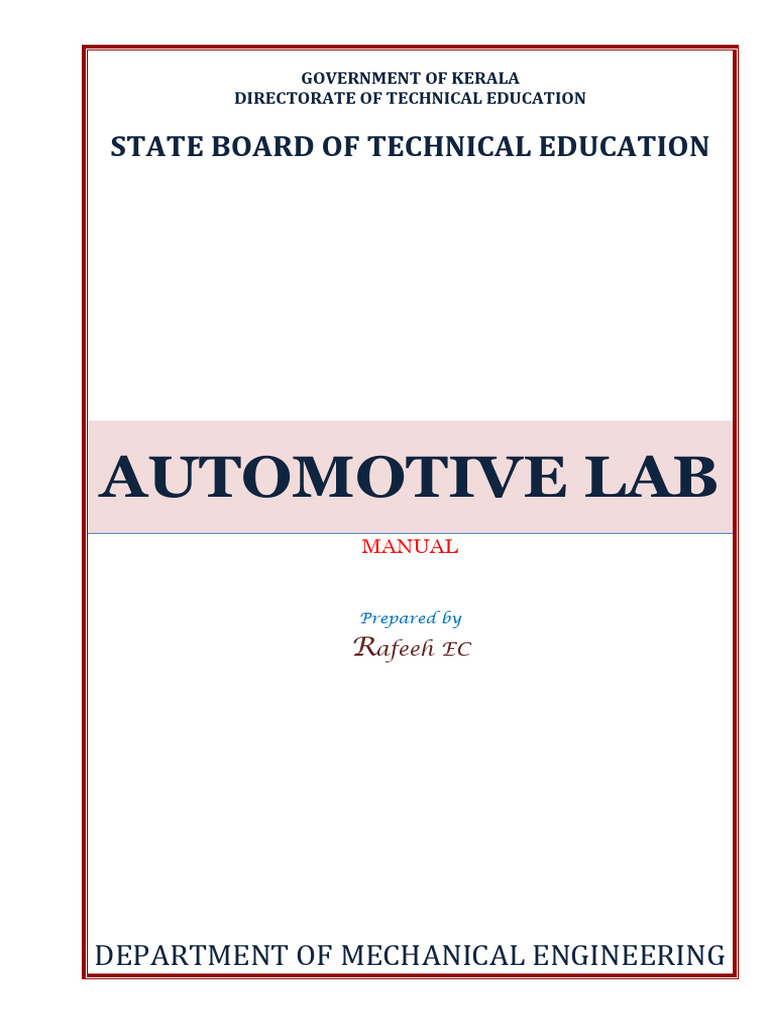 Automotive Lab Safety and Procedures Guide | PDF | Personal Protective ...