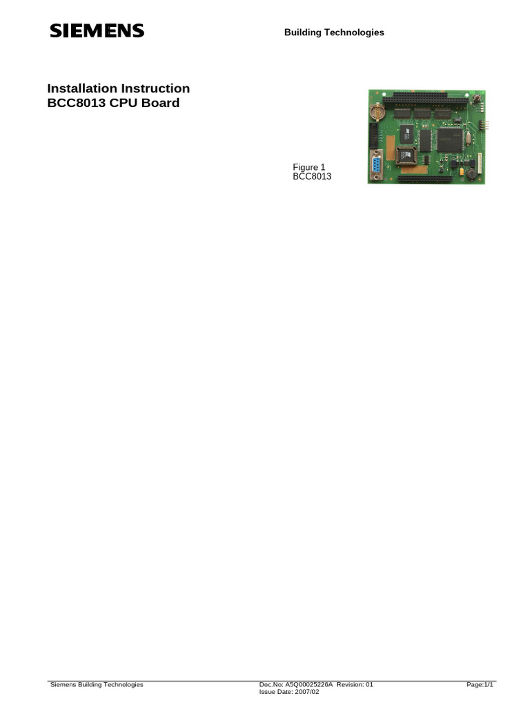 BCC8013 CPU Board Installation Guide | PDF | Central Processing Unit ...