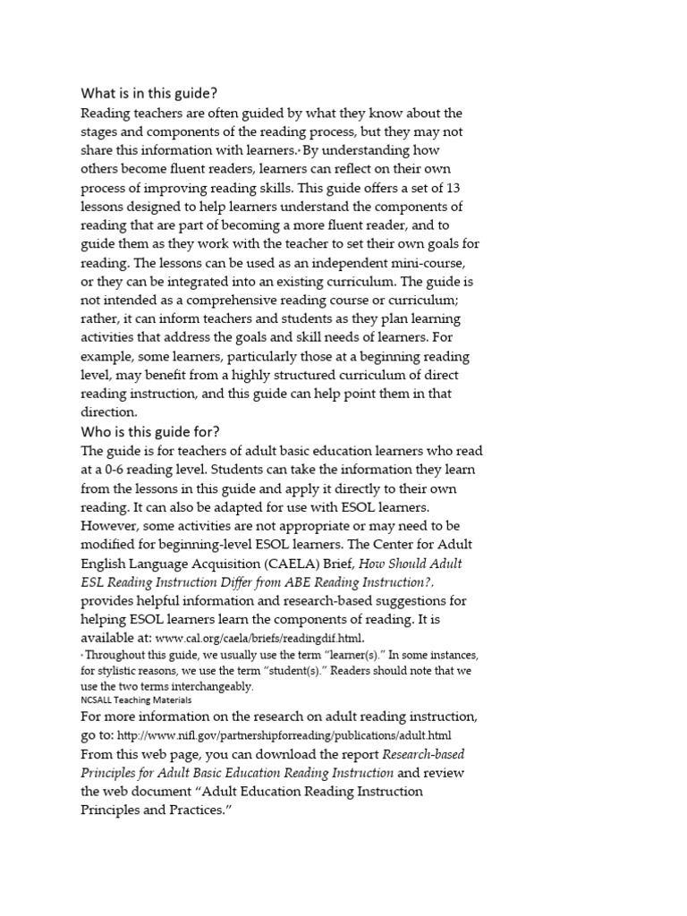 What is in this guide | PDF | English As A Second Or Foreign Language ...