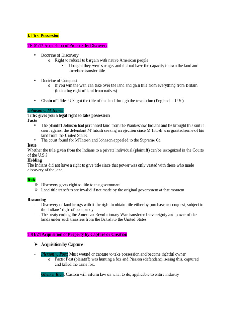 Property Acquisition: Rights and Cases | PDF | Concurrent Estate | Fee ...