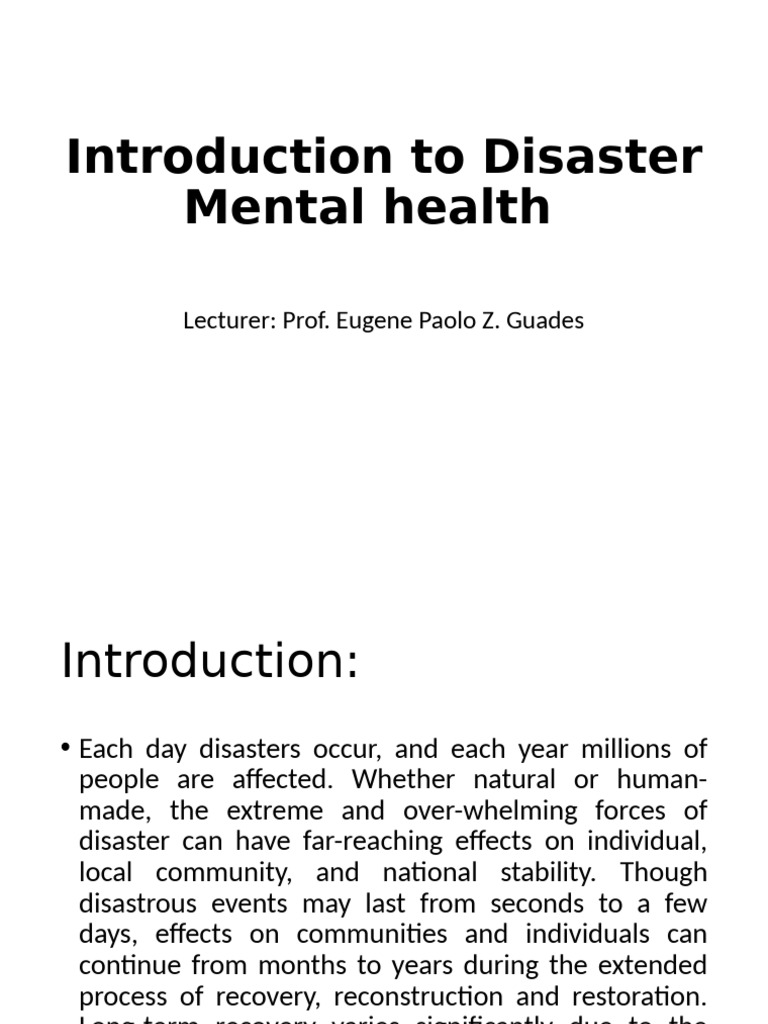What Is Disaster Mental Health