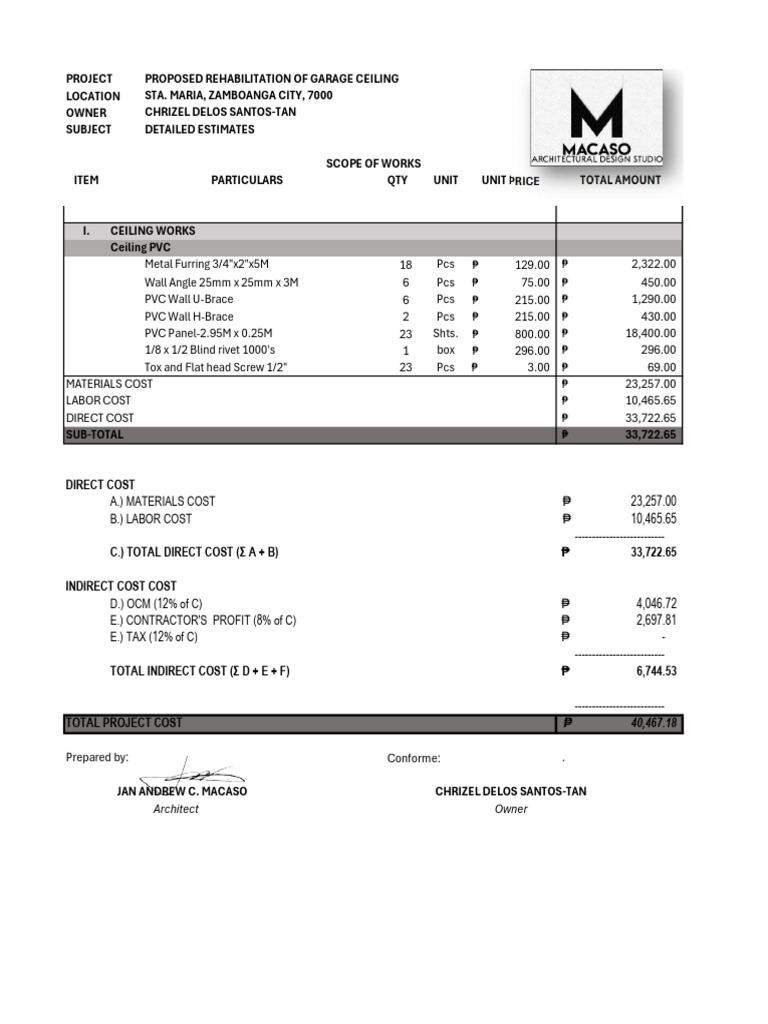 Ceiling Garage Estimate11-7-24 | PDF | Financial Accounting | Business ...