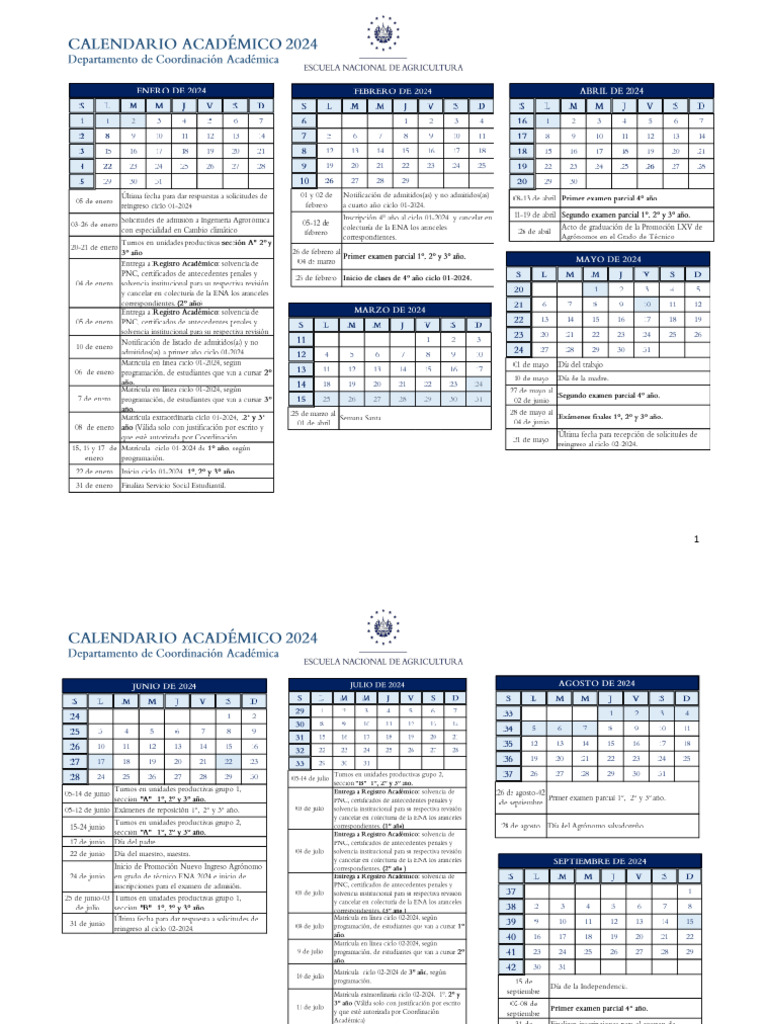 CALENDARIO ACADÉMICO 2024 Modificado | PDF