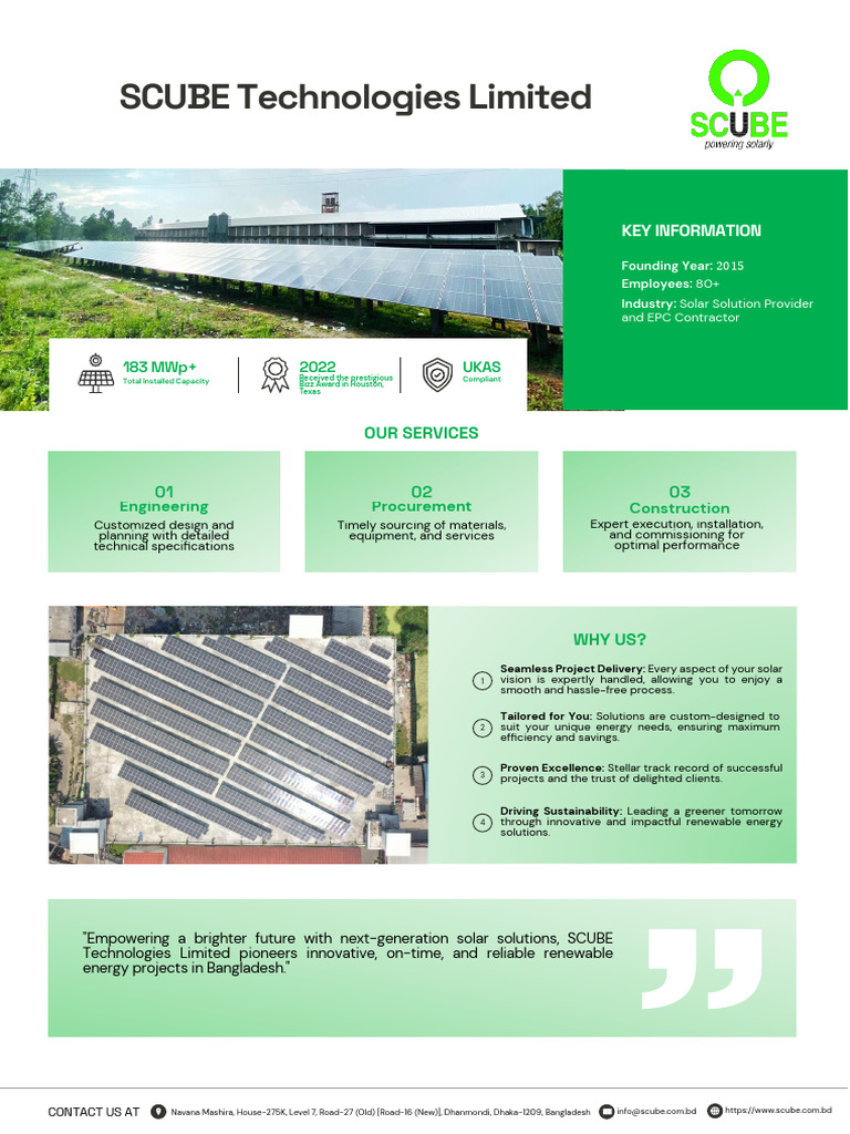 SCUBE Technologies: Solar Solutions Leader | PDF | Solar Power | Power ...