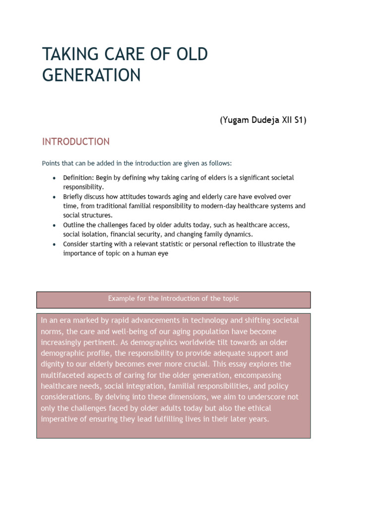 Caring for the Elderly: Needs and Solutions | PDF | Health Care ...