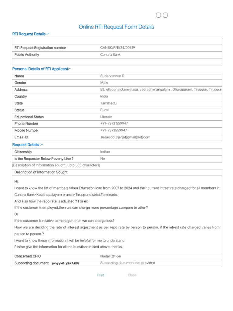 Rti online request appeal form details pdf