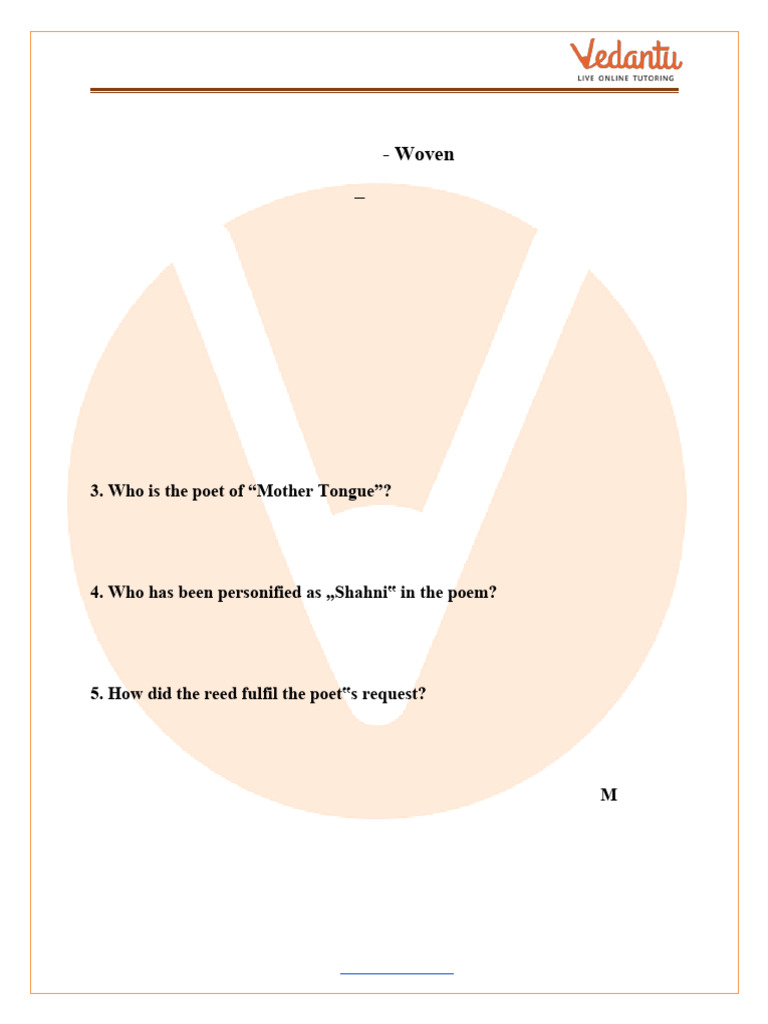 Important Questions Class 11 English Woven Words Chapter 6 Poem Pdf